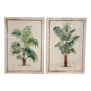 Palm Trees, 1960s, Oil Painting on Canvas, Framed, Set of 2 For Sale