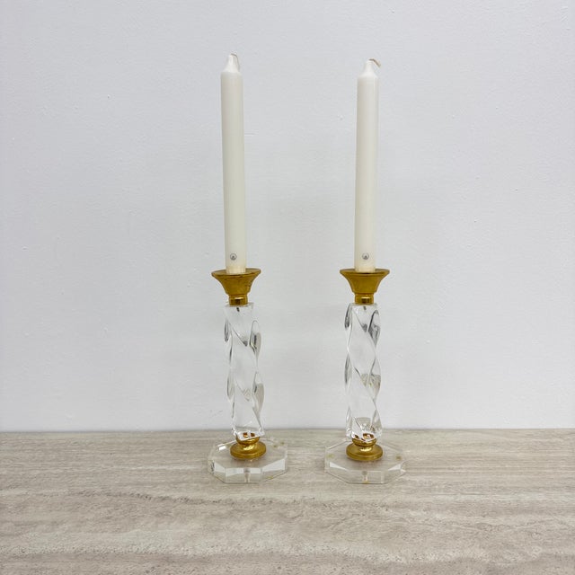 Twisted Acrylic Glass Candleholders, 1970s, Set of 2 For Sale - Image 12 of 12