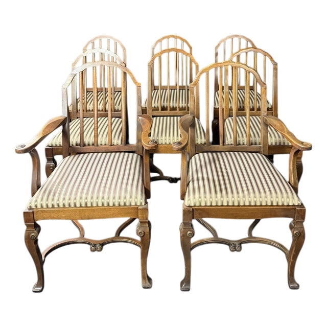 Vintage Stickley Walnut Dining Chairs Set of 8 For Sale