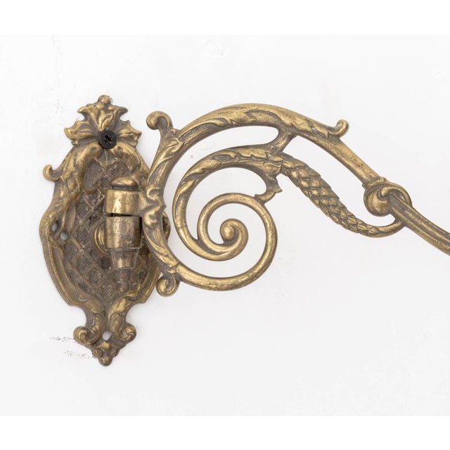 Metal Pair of French Empire Style Brass Swing-Arm Wall Sconces For Sale - Image 7 of 9