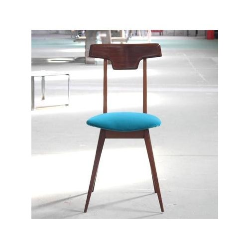 Velvet and Wood Chair, 1959 For Sale - Image 3 of 18