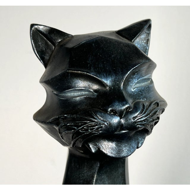 Mid 20th Century Vintage 24" Mid Century Modern / Art Deco Cubist Black Cat Sculpture For Sale - Image 5 of 10