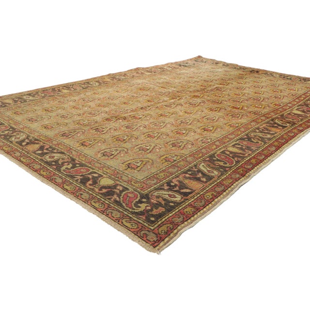51393 Vintage Turkish Oushak Rug, 04'09 x 07'08. Emanating timeless style with incredible detail and texture, this hand...