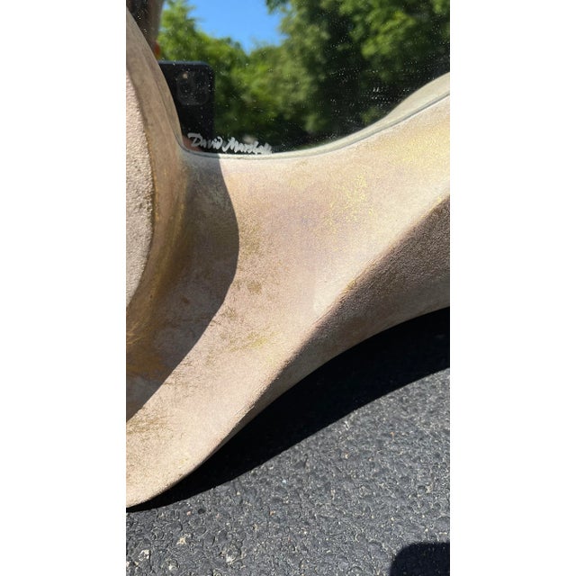 Champagne Large 1980s Signed David Marshall Abstract Sculptural Wave Wall Mirror For Sale - Image 8 of 11