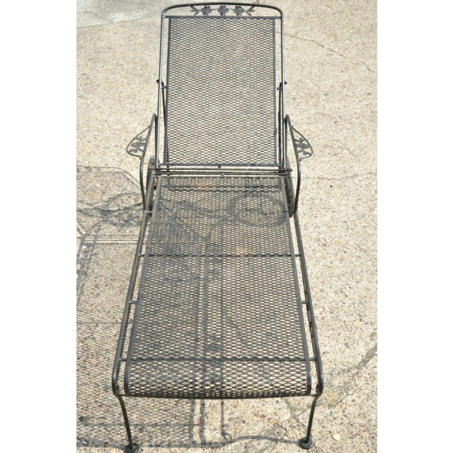 Vintage Woodard Wrought Iron Adjustable Black Patio Garden Chaise