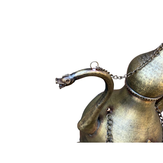 Dual Dragon Handle Brass Ewer For Sale - Image 12 of 13