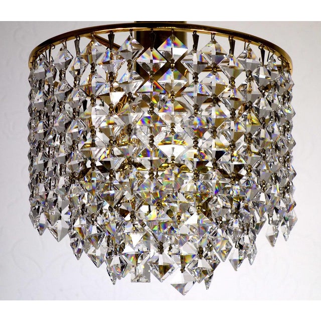Brass and Crystal Rainbow Chandelier from Palwa, 1970s For Sale - Image 4 of 18