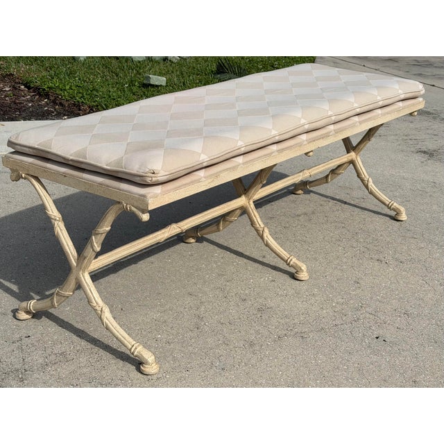 Drexel Heritage Vintage Drexel Heritage X-Form Faux Bamboo Bench For Sale - Image 4 of 16