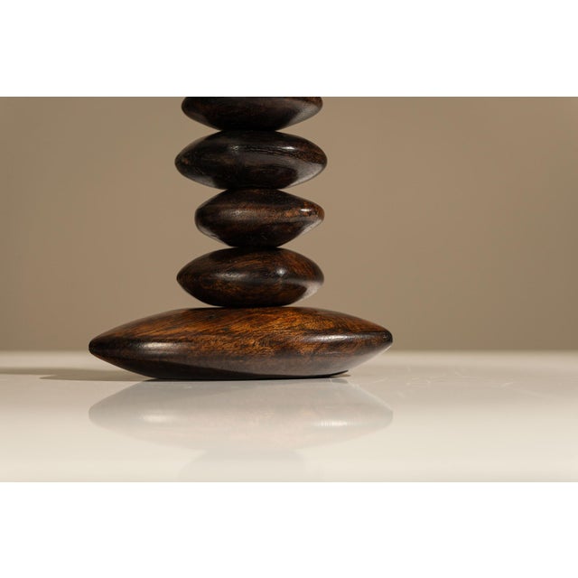 Brown Vintage Wooden Table Lamp, France, 1970s For Sale - Image 8 of 10