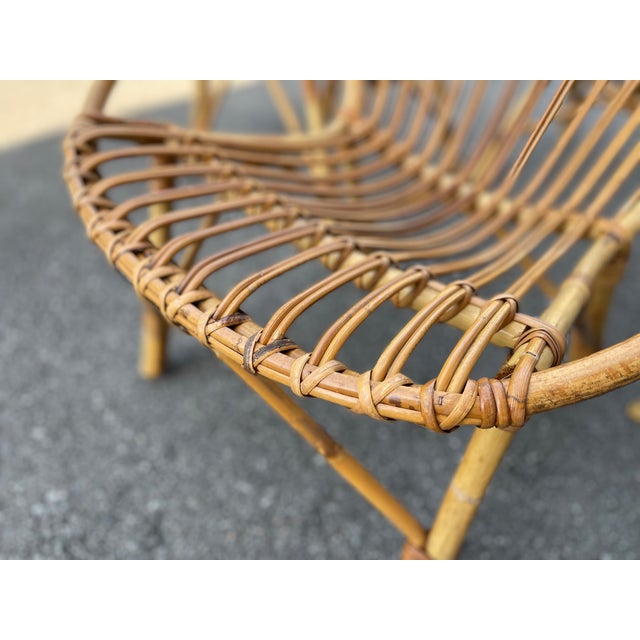Vintage Rattan Basket Garden Chairs, France 1960s, Set of 4 For Sale - Image 4 of 13