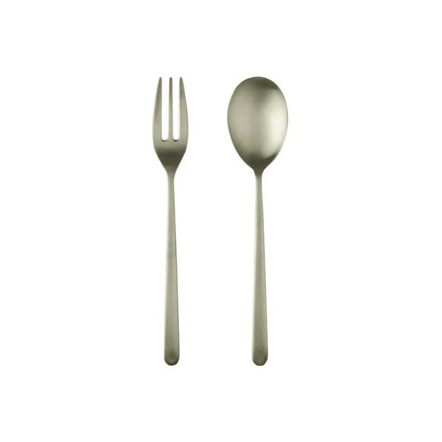 Contemporary Mepra Linea 2-Piece Serving Set (fork & Spoon), Ice Champagne For Sale - Image 3 of 3