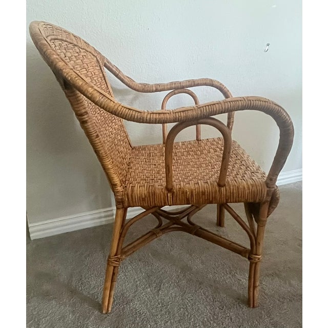 Vintage Woven Wicker and Rattan Arm Chair. Comfortable.
