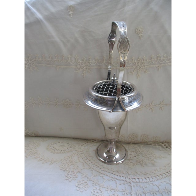 Antique Art Nouveau Pairpoint Ornate Sliverplate Flower Basket With Wire Frog Top For Sale In Columbia, SC - Image 6 of 11
