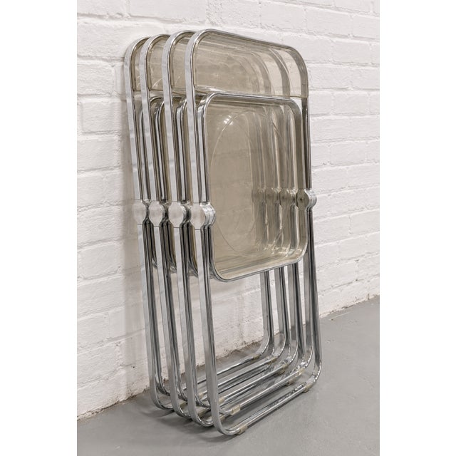 Mid Century Modern Italian Lucite "Plia" Folding Chairs by Giancarlo Piretti for Castelli, C. 1970s For Sale - Image 13 of 14