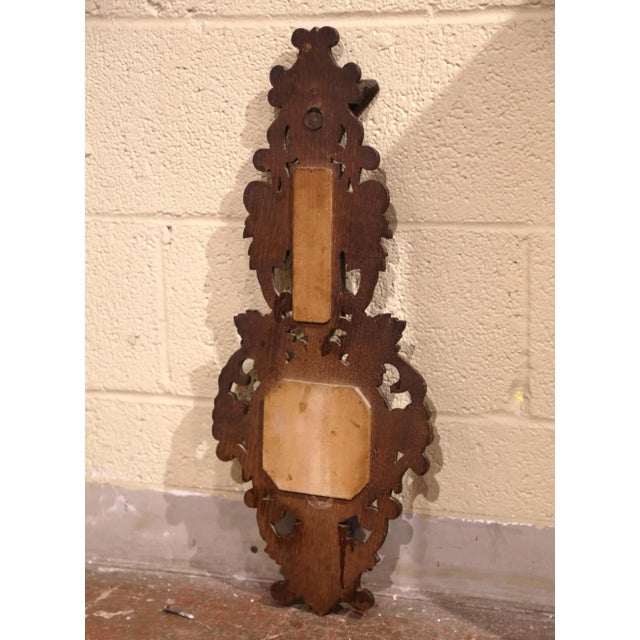 Brown 19th Century French Forest Carved Oak Barometer and Thermometer With Dog Motif For Sale - Image 8 of 9