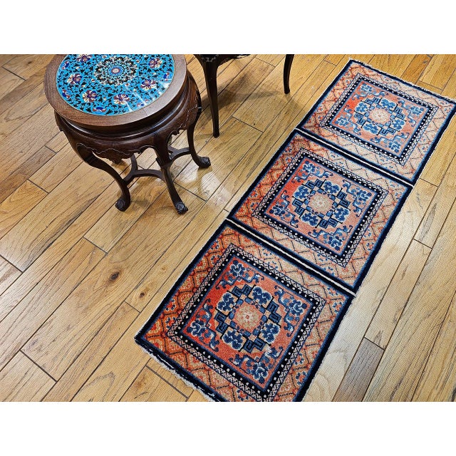 Vintage Tibetan Temple Runner, Wool & Cotton, Lotus & Cloud Motifs, 2' x 6' For Sale - Image 10 of 10
