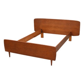 Vintage Teak Bed with Headboard, 1960s For Sale