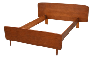 Vintage Teak Bed with Headboard, 1960s