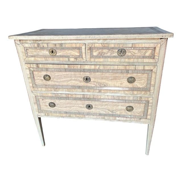 Antique Italian Neoclassical Commode in Bleached Walnut For Sale