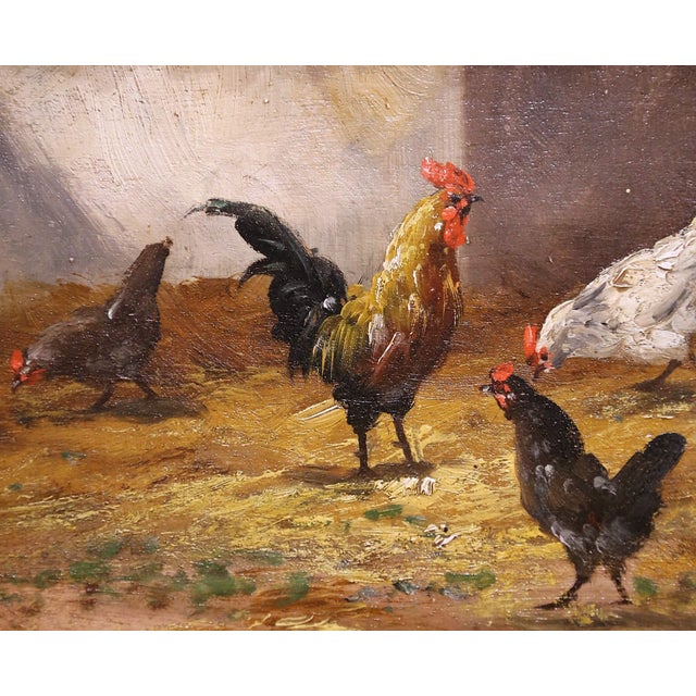 Pair of 19th Century Belgium Pendant Chicken Paintings Signed Dubois For Sale - Image 10 of 15