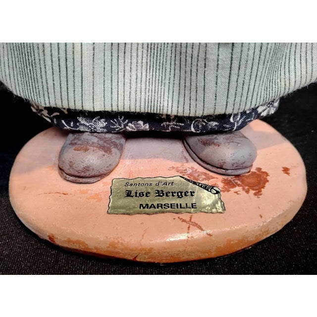 Vintage Pair of French Santons d'Art Clay Figurines | Lise Berger Marseille - Signed For Sale - Image 9 of 11