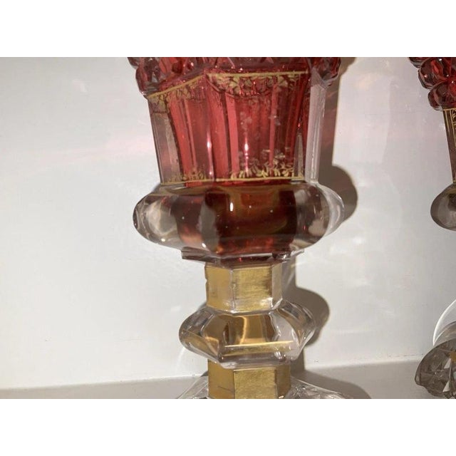 Bohemian Ruby Cut-to-Clear Gilt Glass Goblets from Moser, 1840, Set of 2 For Sale - Image 11 of 18