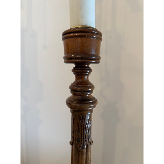 Vintage Regency Style Mahogany Candlestick Lamps - a Pair For Sale - Image 4 of 15