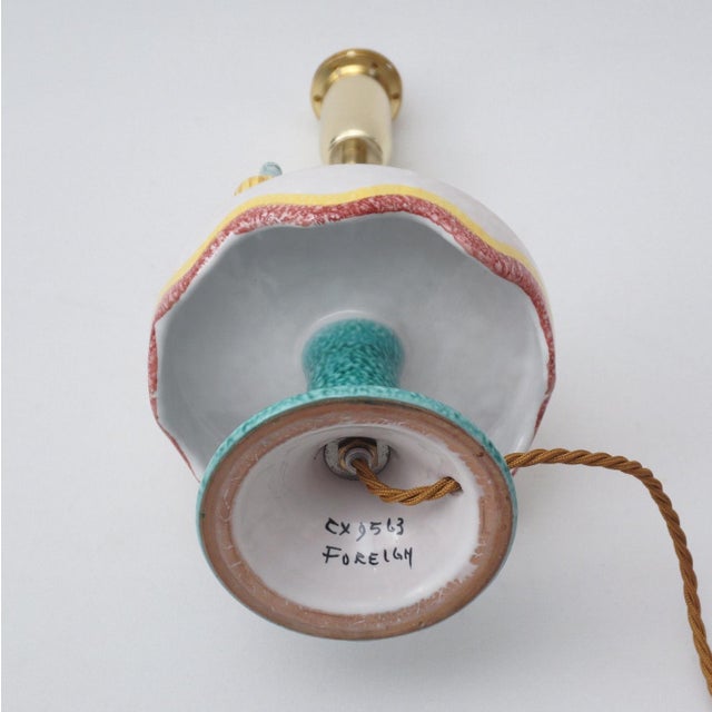 1950`s Italian Vintage Mid-Century Modern Florentine Ceramic Table Lamp by Maf (Manifattura Artistica Fiorentina) - Rewired For Sale - Image 11 of 14
