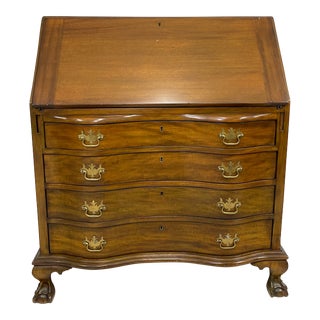 Baker - Georgian Chippendale Mahogany 1940 Vintage Secretary Desk For Sale