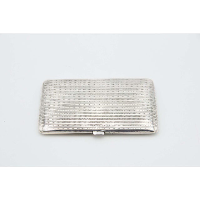 Rectangular Cigarette Case in Guilloche Silver For Sale - Image 4 of 4