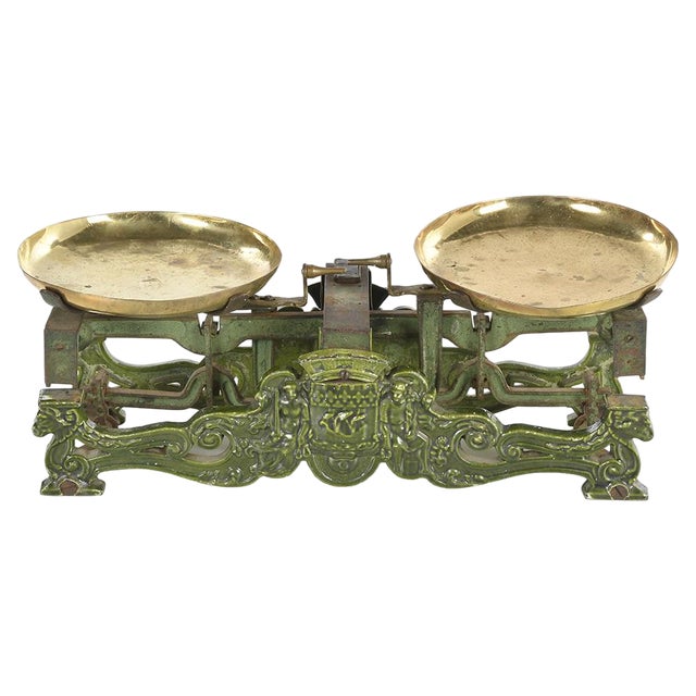 Commercial Scale in Enameled Iron and Brass For Sale