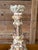 Vintage Handcrafted Coastal Seashell Encrusted Wood Pedestal Candleholder For Sale - Image 4 of 12