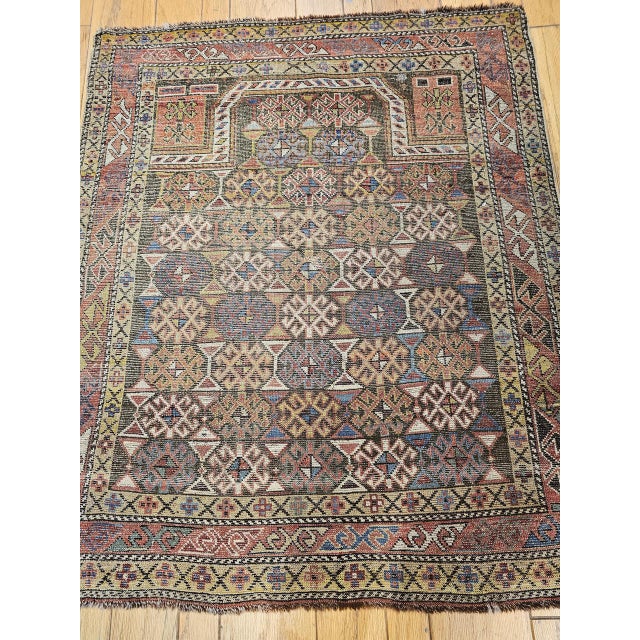 Antique Caucasian Shirvan Area Rug, Handwoven Wool, Prayer Pattern, 1890s, 4' x 5' For Sale - Image 13 of 14