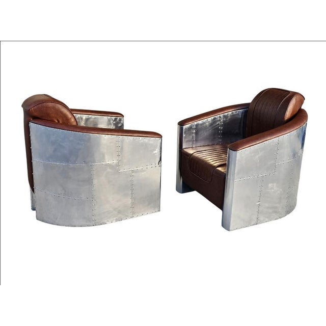 2010s Aviator Leather Lounge Chairs-a Pair For Sale - Image 5 of 18