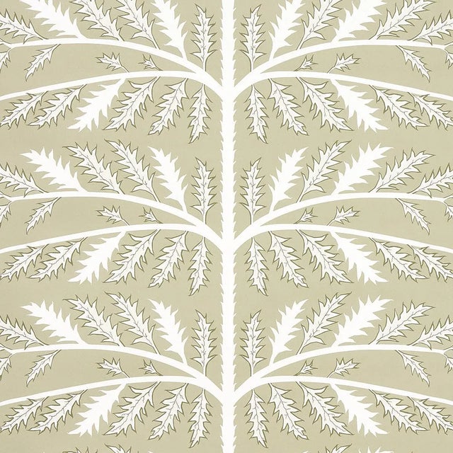 Sample - Schumacher x Neisha Crosland Thistle Wallpaper in Neutral For Sale