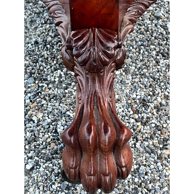 Brown Antique American Classical Carved Drop Leaf Breakfast Table For Sale - Image 8 of 10