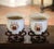 Pair of Late 20th Century Italian Hand Painted Porcelain Cachepots on Stands For Sale - Image 4 of 7