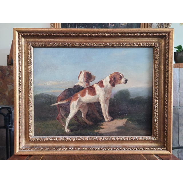 Realism Antique 19th Century Oil Painting Portrait of Two English Pointer Dogs For Sale - Image 3 of 17