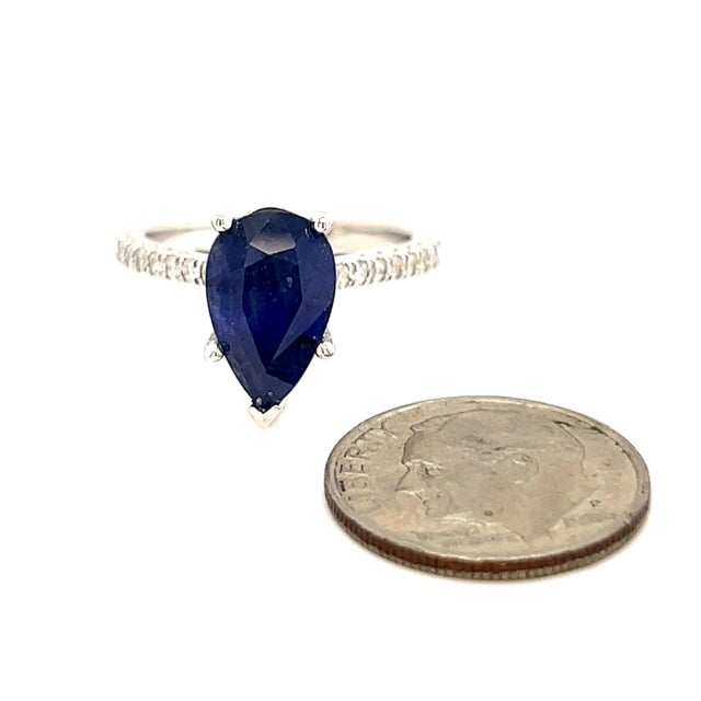 Sapphire Diamond Ring Size 6.5 14k Gold 3.31 TCW Certified For Sale - Image 11 of 11