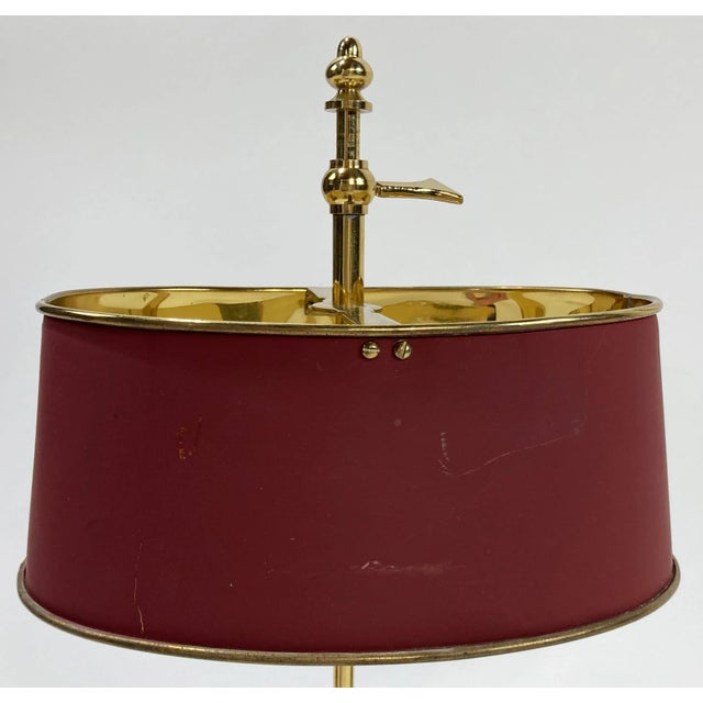 Vintage French Style Brass Bouillotte Table Lamp W Metal Tole Shade For Sale In Kansas City - Image 6 of 9