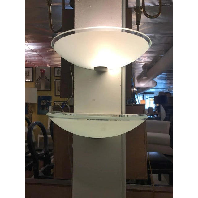 Mid-Century Modern Mid-Century Pair of Frosted Glass and Chrome Lightolier Sconces For Sale - Image 3 of 8