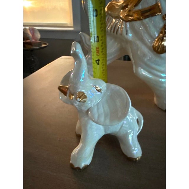 1980s Vintage Royal Elephant & Baby Statues For Sale - Image 5 of 7
