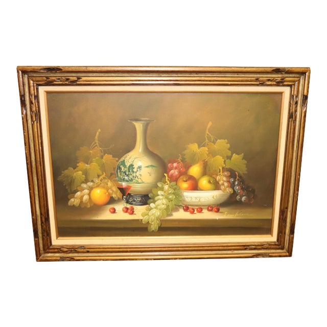 Mid 20th Century Tabletop Still Life Oil Painting, Framed For Sale