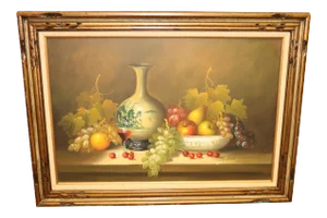 Mid 20th Century Tabletop Still Life Oil Painting, Framed