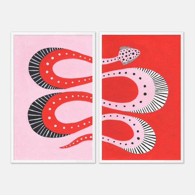 Willa Heart Cherry Pop Diptych by Willa Heart in White Frame, XS Art Print For Sale - Image 4 of 5