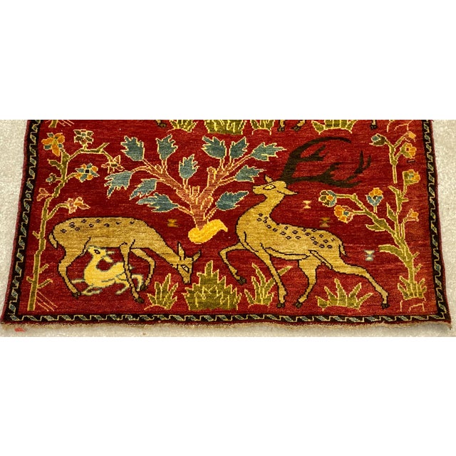 Iranian Hand Woven Wool Rug With Deer Theme Chairish