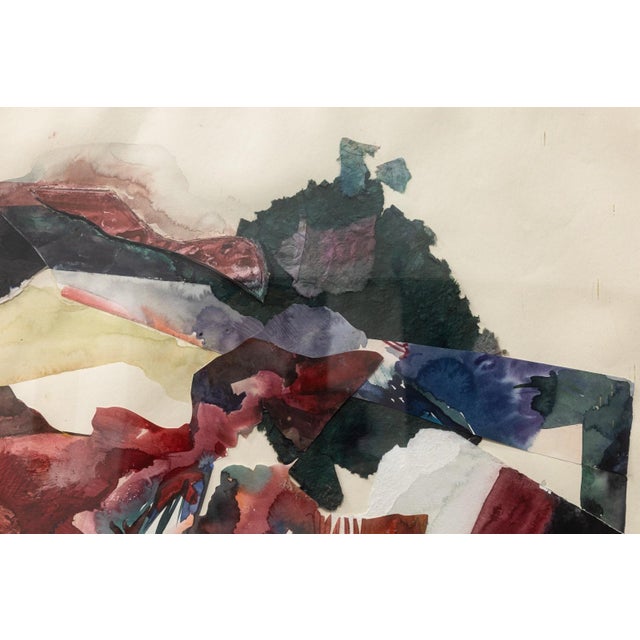 Abstract Fran Levin - Signed, C. 1980s Modern Watercolor Collage Abstract Expressionist For Sale - Image 3 of 6