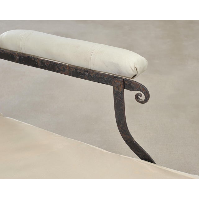 Bronze Late 19th C. French Campaign Style Iron Bronze Chaise Longue For Sale - Image 8 of 18