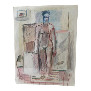 Modernist Color Pencil Drawing by Ernst Stole For Sale