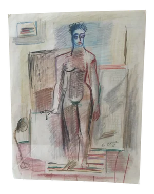 Modernist Color Pencil Drawing by Ernst Stole